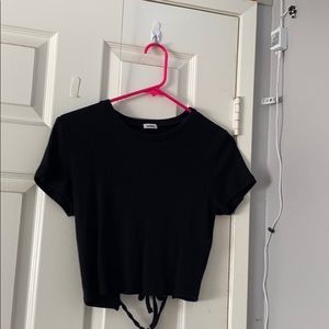 Black Semi Open Back Top